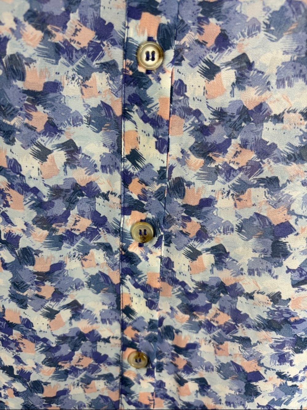 Cotton Bleu XL Blue Floral Tunic Top Longline Button Front High Slit Blouse Boho - Picture 7 of 13